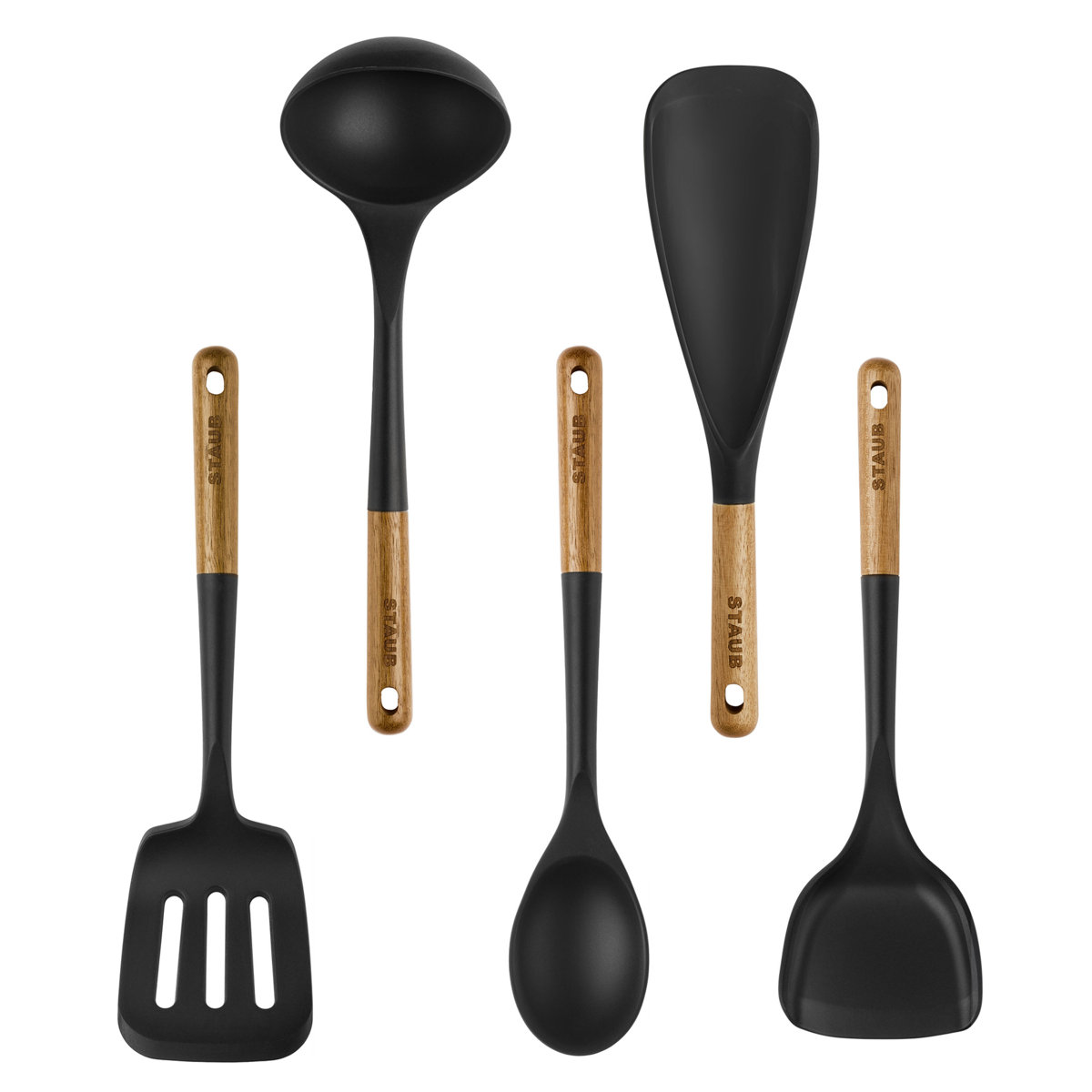 Staub Silicone with Wood Handle 5-Piece Cooking Utensil Set